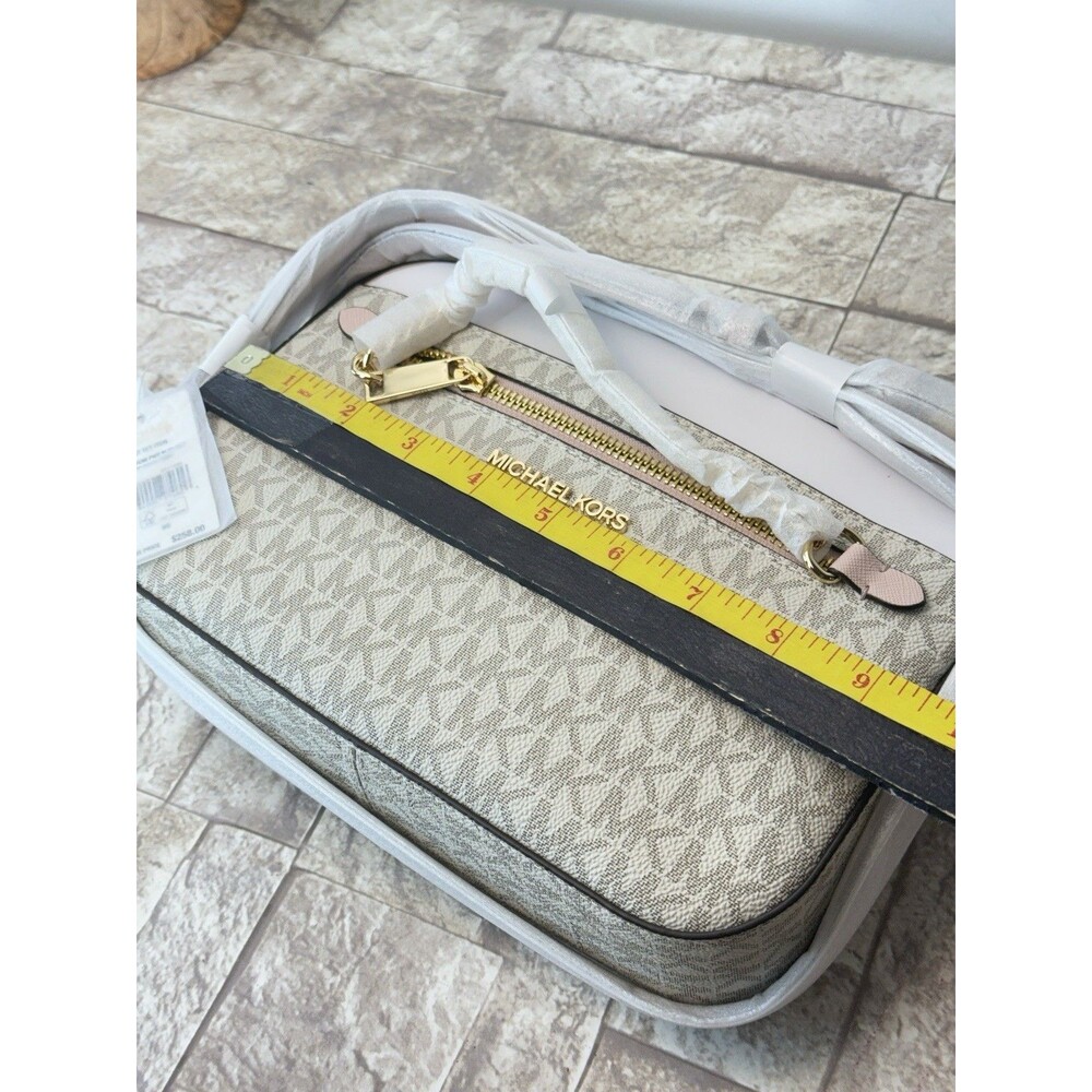 New Michael Kors Jet Large East West Zip Chain Crossbody Bag Vanilla Pink - Picture 12 of 16